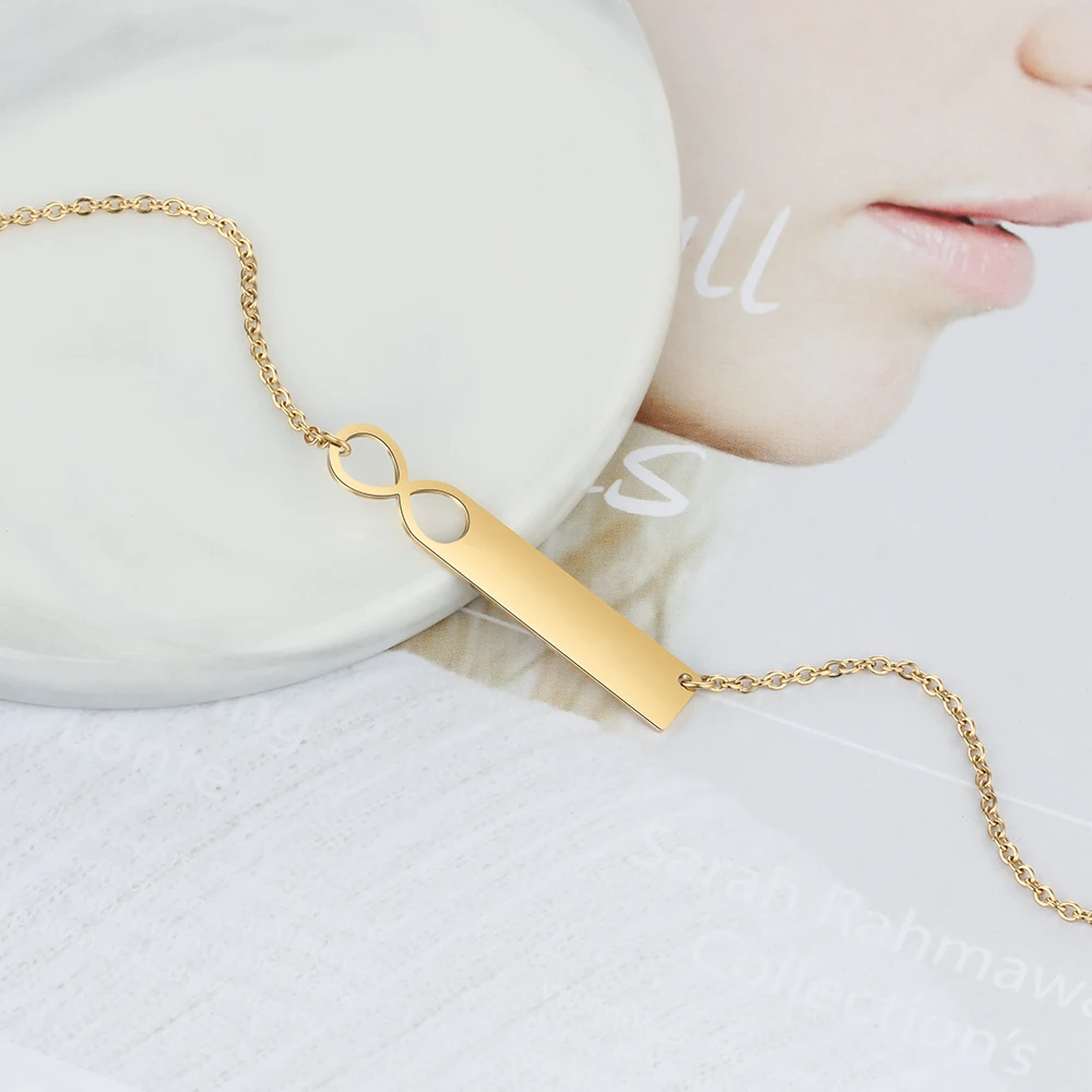 Персонализированные Бесконечность имя бар ожерелье из нержавеющей стали кулон