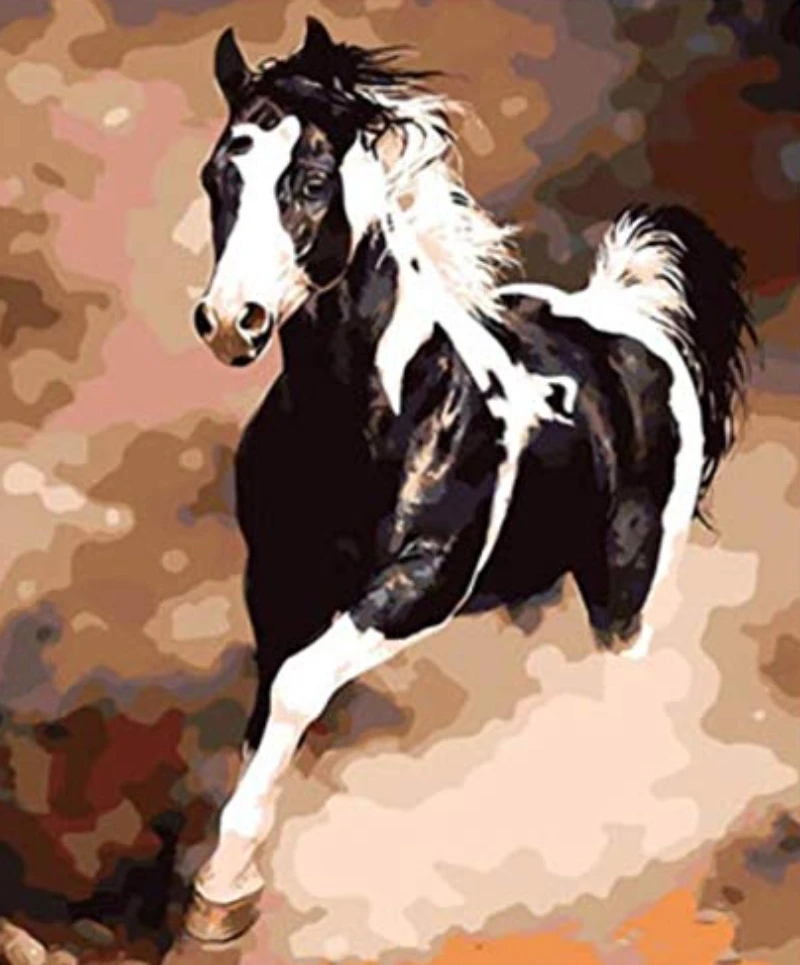 

Galloping Horse DIY Handmade Oil Paint Paint By Numbers Kit on Canvas Wall Art Home Decor Digital Painting for Wedding Family
