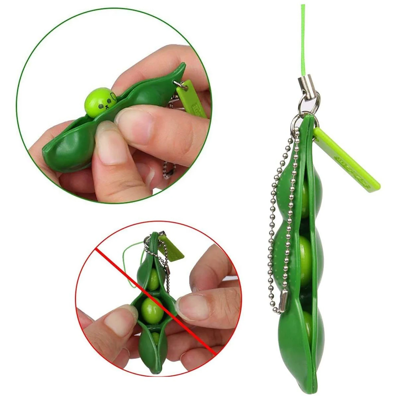

Squeeze Soybean Keychain Squeeze Bean Toy Unzip Relax Toy Squeeze Bean Key Holder Green