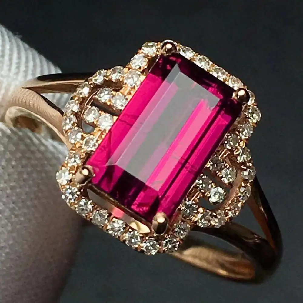 Женское кольцо с натуральным турмалином 18 к | Украшения и аксессуары