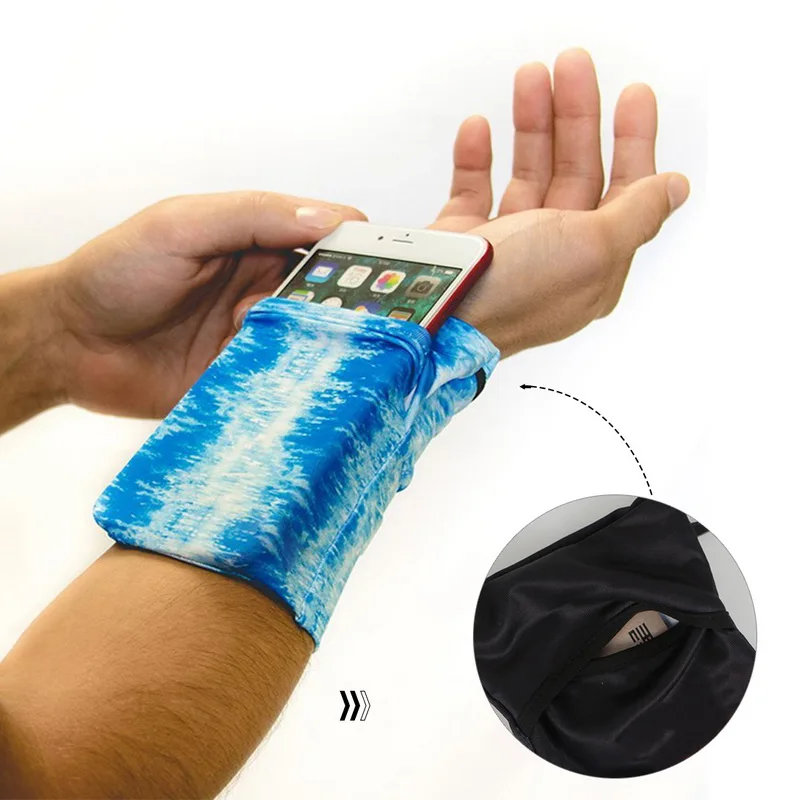

Portable Sports Wristband With Zipper Bag Running Yoga Armband Badminton Tennis Fitness Sweatband Wrist Support Wrist Pocket