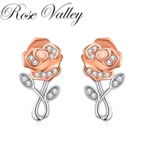 rose valley rose flower earrings for women fashion jewelry stud earrings girls birthday gifts