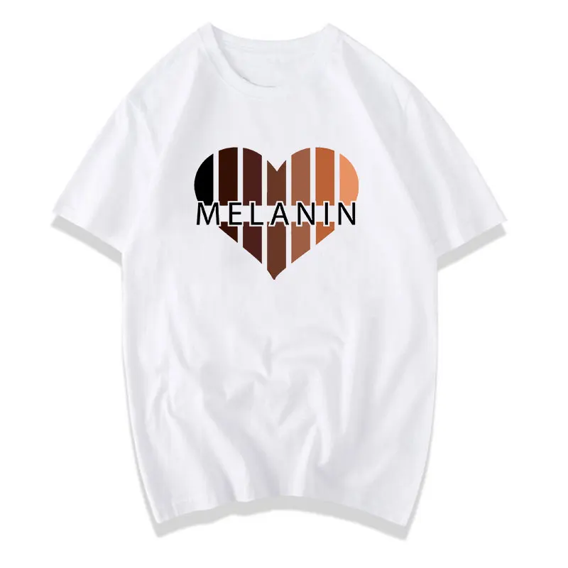 

Women's t-shirt 2020 Black People Melanin t shirt Melanin Heart print Graphic Tees