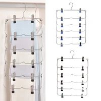 1pc multilayer clothes hangers clothing storage rack holder drying wardrobe folding pants clothes metal skirt rack
