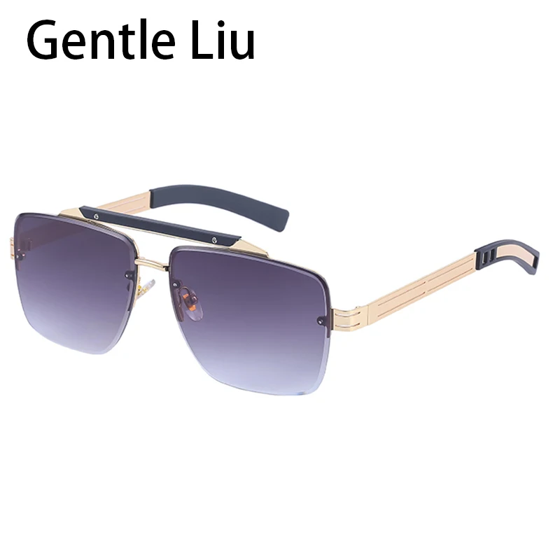 

Fashion Metal Frameless Square Sunglasses Men's 2022 Luxury Brand Designer Sun Glasses Male Double Beam Rimless Eyeglasses UV400