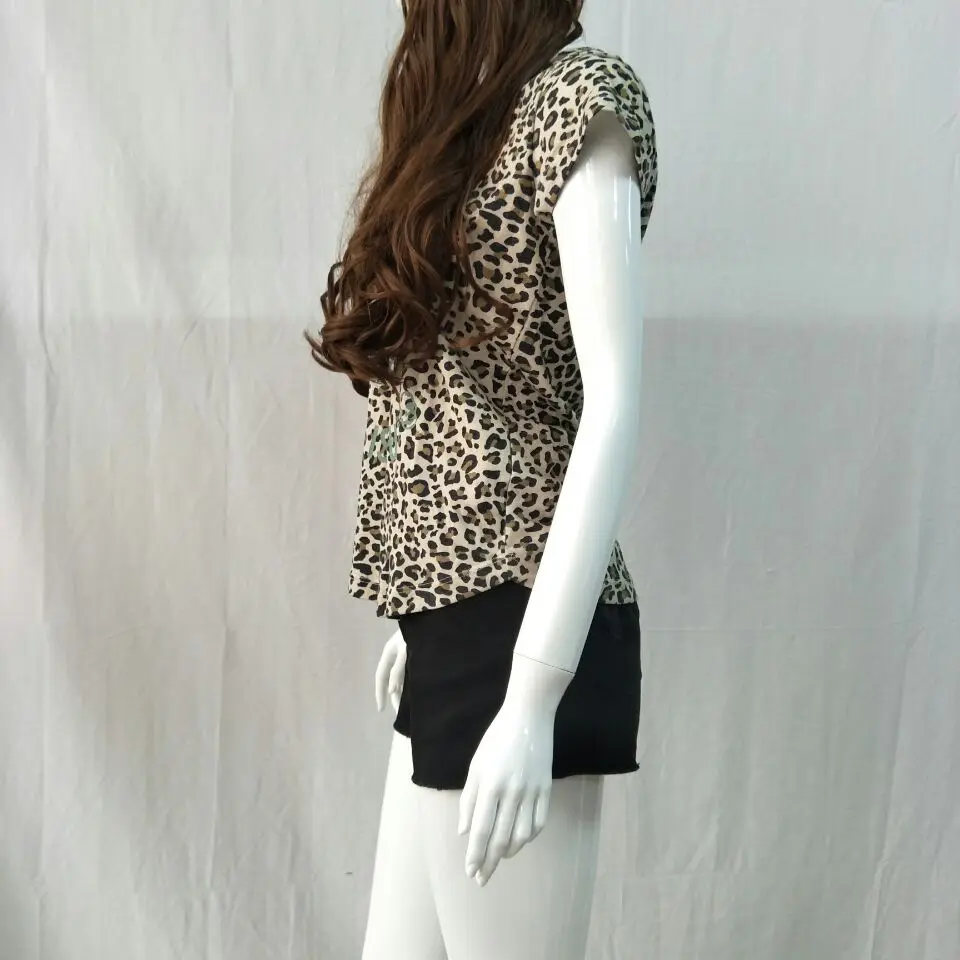 Женская футболка с леопардовым принтом и коротким рукавом | одежда