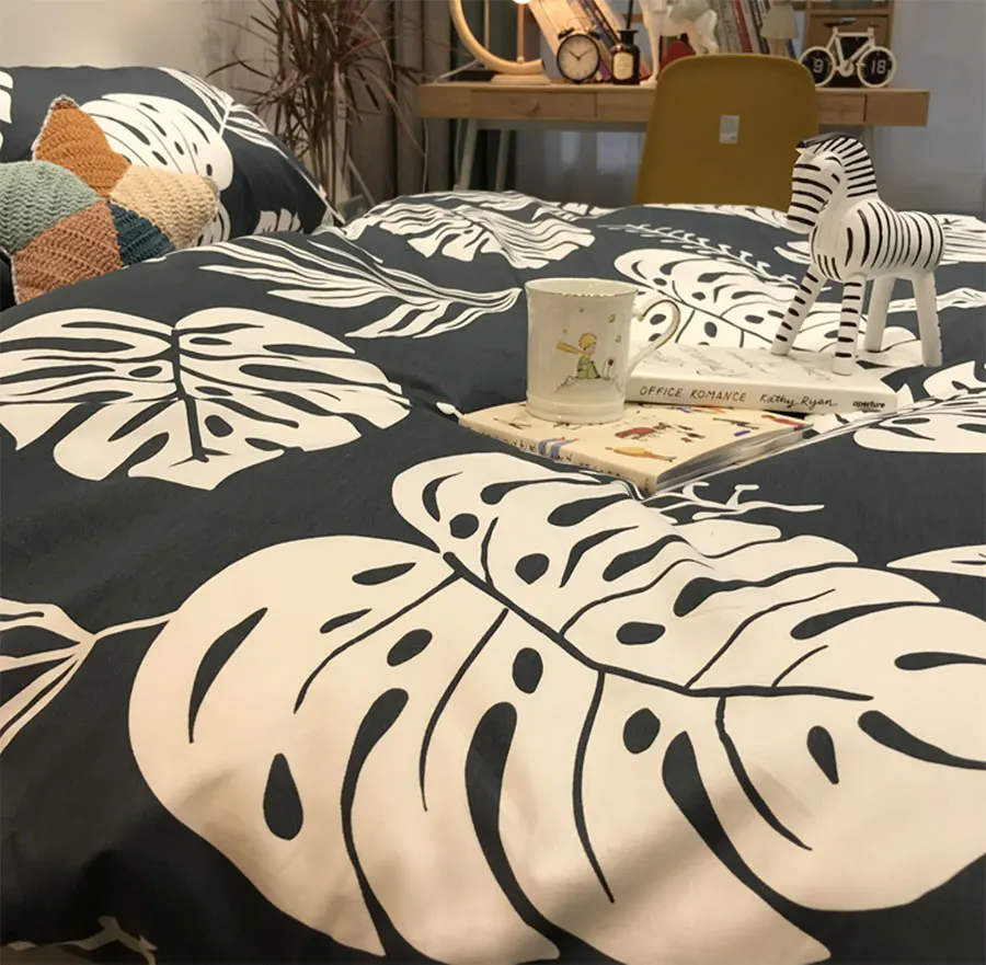 

Fashion pastoral leaf bedding set kid teen,nordic design cotton twin full queen home textile bed sheet pillow case quilt cover