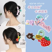 strawberry bear diy handmade shark clip cute cartoon female hair accessories women fashion casual acrylic adult headwear