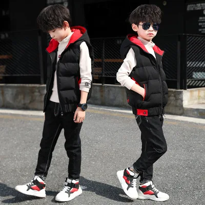 Зимняя куртка без рукавов для мальчиков с буквенным принтом Детский Теплый жилет