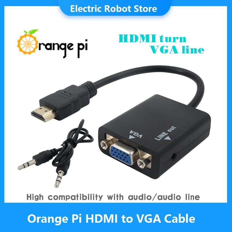 

Orange Pi HDMI to VGA Cable of 17cm anti-jamming transmission line work with Monitor up to 720P