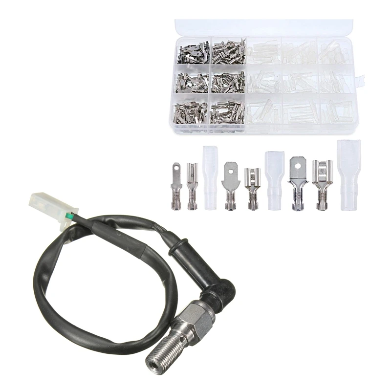 1x Motorcycle Hydraulic Pressure Brake Switch M10X1.0mm Banjo Bolt for Suzuki &amp 315Pcs Quick Splice 2.8mm 4.8mm 6.m Male and F |