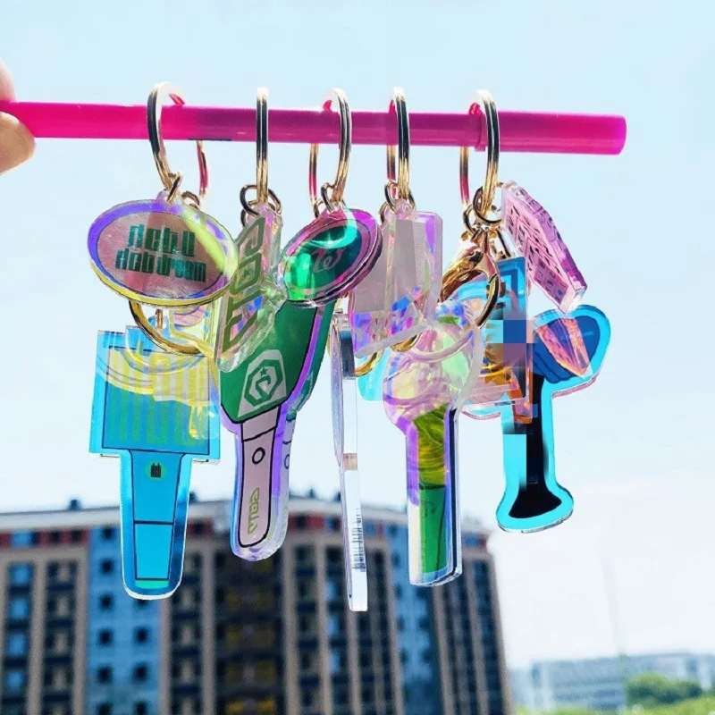 

HBTSJ Cartoon Laser Colorful Symphony Keychain Pendant Jewelry Metal Material Angle Different Color Creative Hanging Chain