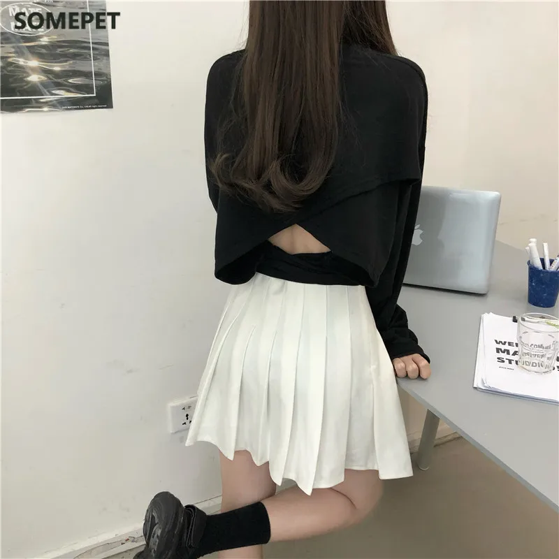 

Fashion Women Back Bow Jumper Sweet Lady Long Sleeve Hoodies Chic Korean Girls Sweatershirt Solid Crop Jumpers