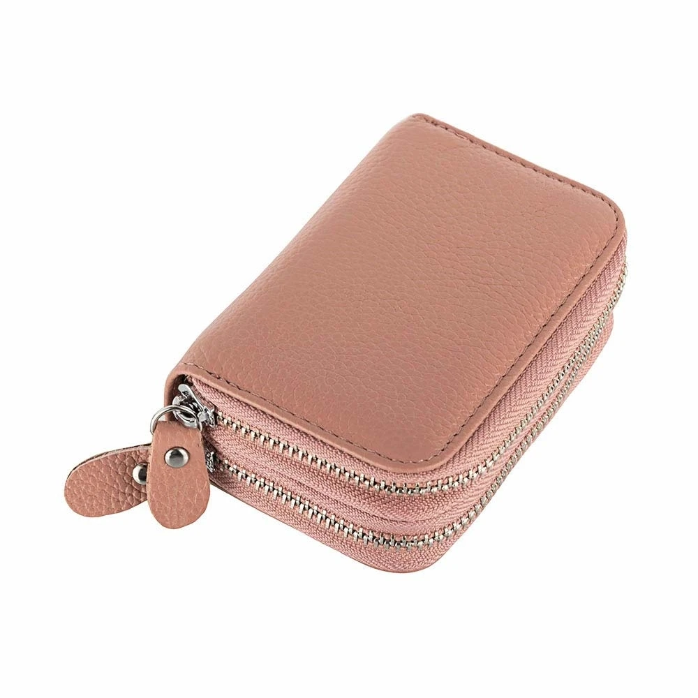 Женский кошелек из натуральной кожи с RFID защитой кредитница на молнии бумажник