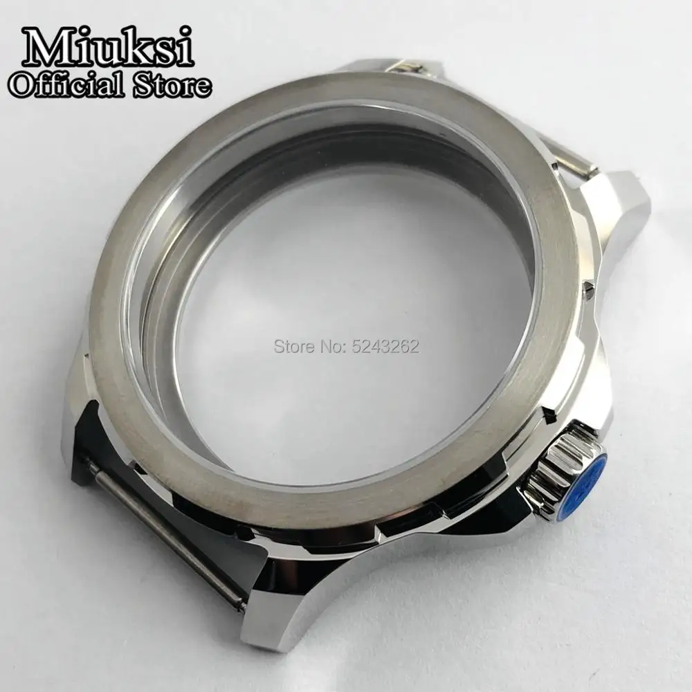 Miuksi 44 мм сапфировое стекло Серебряный чехол из нержавеющей стали подходит для Sea