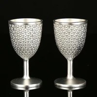 mini spirits wine glasses cup 20ml alloy retro embossed silver diamond vodka goblet drinking antique wine glass gift decoration
