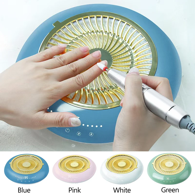 Extractor de polvo de uñas 2 en 1, taladro de uñas de 35000RPM, aspiradora potente, equipo de uñas para salón de belleza de uso doméstico