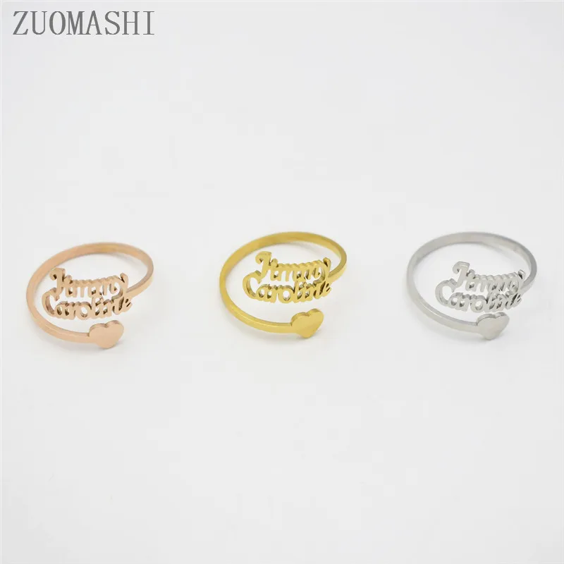 Изящное кольцо с именем на заказ штабелируемые кольца в форме сердца подарок