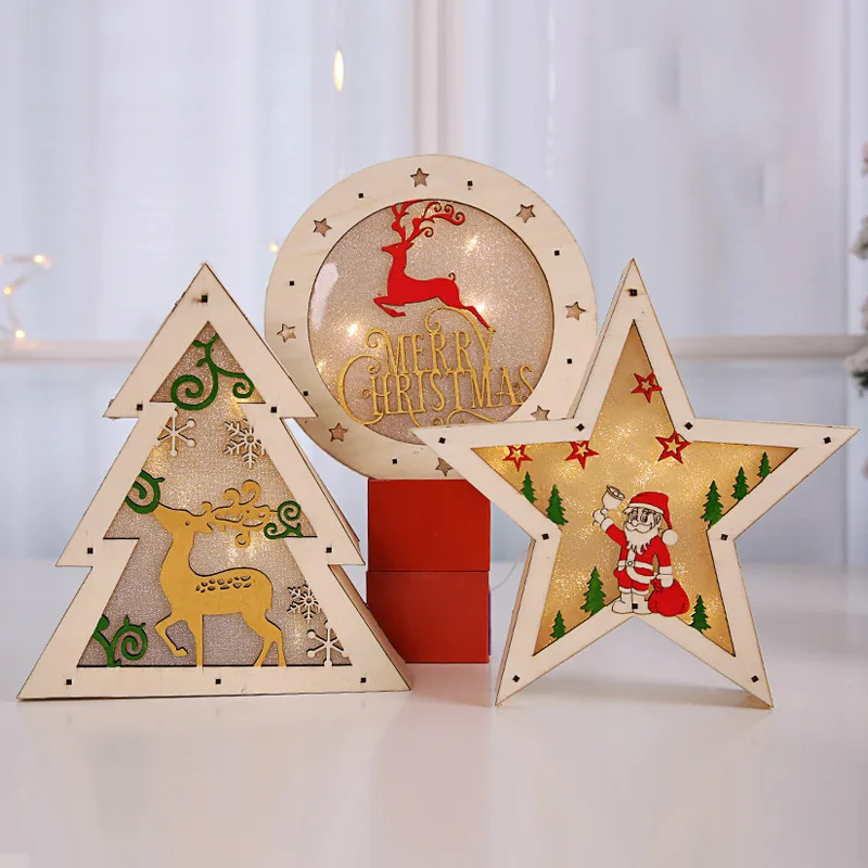 Рождественское украшение светящаяся деревянная пятиконечная звезда для отеля