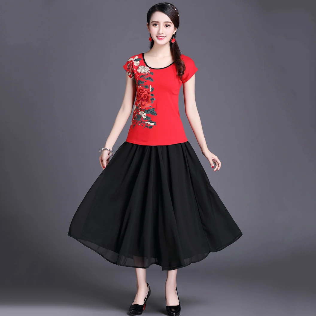 Новая модная китайская женская одежда красные зеленые черные белые женские топы