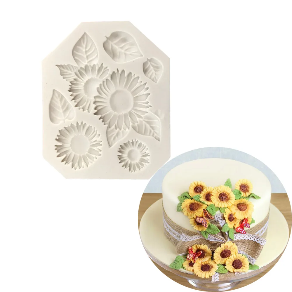 

Sunflower shape liquid silicone mold DIY fondant soft clay tool L112