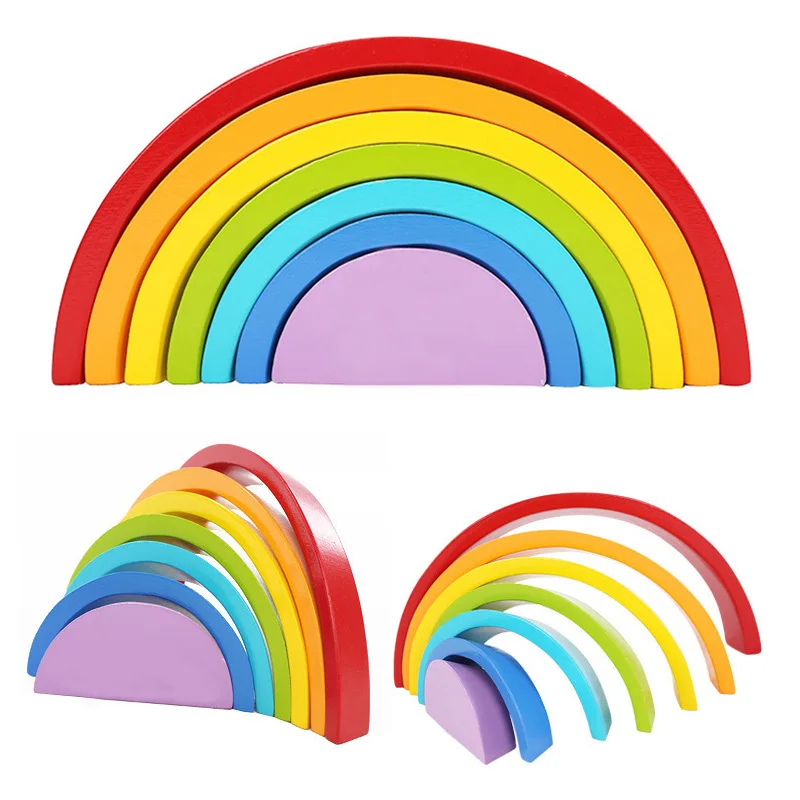 Игрушки Монтессори Радуга Вальдорф строительные блоки раннего Leranning обучающий