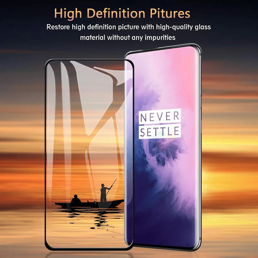 Полностью клейкое закаленное стекло для защиты экрана Oneplus 7T Pro 8 3D изогнутое