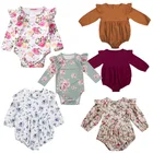 Citgeett весенней одежды для малышей, Одежда для новорожденных одежда для малышей с цветочным принтом для девочек с длинным рукавом ползунки с оборками и шарообразным маленьким одежда в загородном стиле