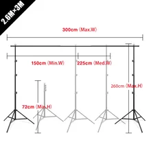 8.5 x 10ft Backdrop Stand Adjustable Photography Muslin Background Chromakey Support System Stand for Photographic Video Studio