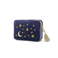star moon embroidery jewelry bag travel portable mini square jewelry box ring nail earring necklace storage bag