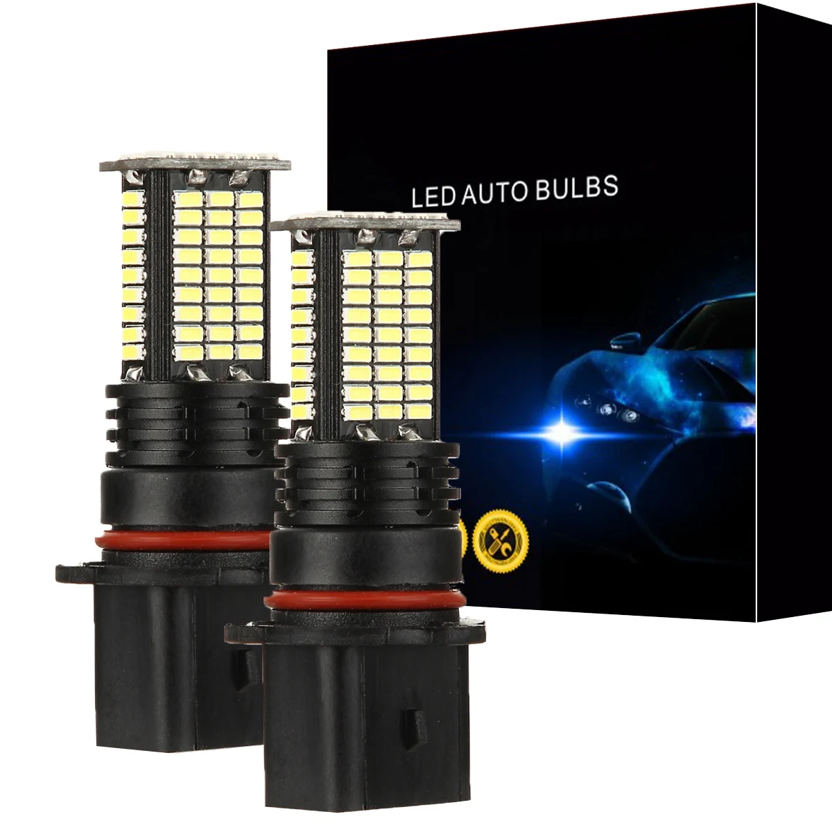 2 шт. LED-лампы для противотуманных фар P13W DRL 3200 люмен Супер яркий 84-SMD 12V 24V Замена для автомобилей грузовиков 6000K Белый.