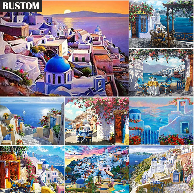 

New 5D DIY Diamond Painting Sea View Diamond Embroidery Castle Cross Stitch Full Square Round Drill Crafts Home Decor Art Gift R
