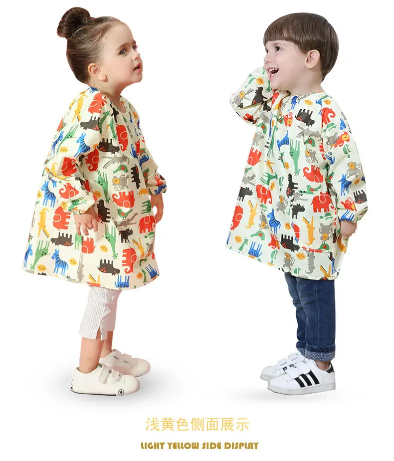 Lovely Girls Boy Bibs Infant Long Sleeve Waterproof Baby Feeding Smock Apron Children Coverall Bib Toys Bebe Painting Kids | Мать и