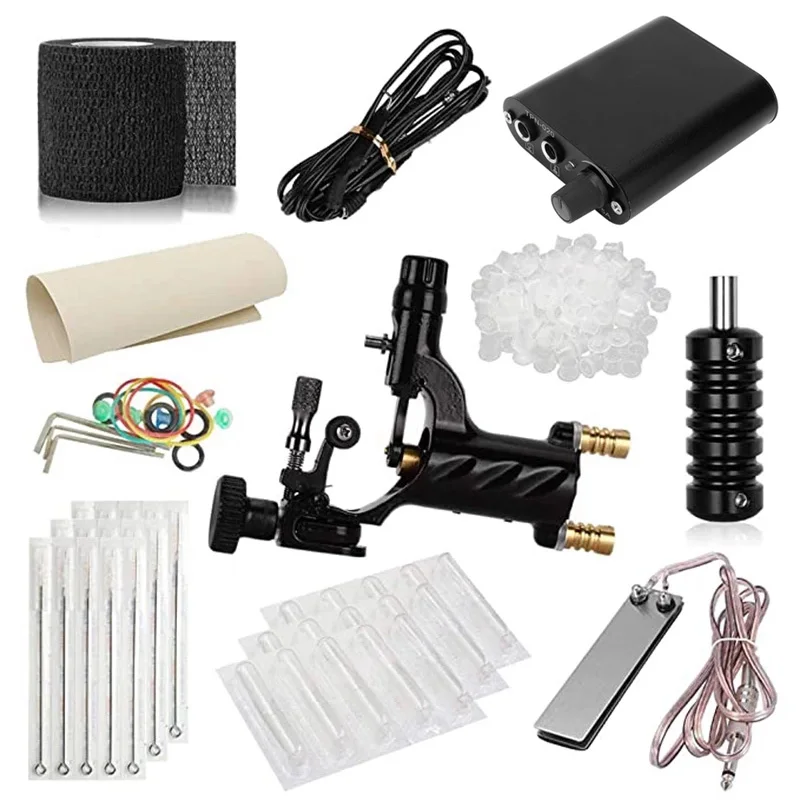 

Tattoo Kits Rotary Tattoo Machine Kit Tattoo Power Supply KitProfessional Tattoo Gun with Tattoo Needles Disposable Tattoo Tips