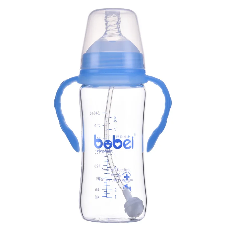 Бутылочка детская стеклянная с широким горлом 6 м + без БФА ручкой|Бутылки| |