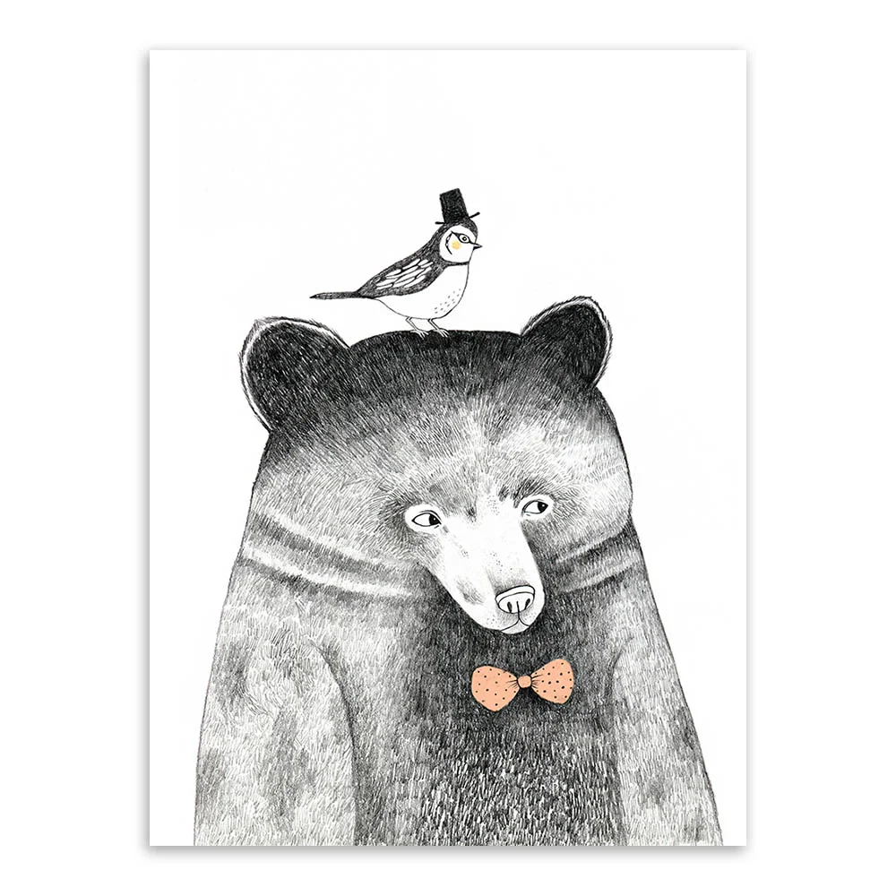 

Nordic Animal Bear Modern Painting Prints Poster Hipster Wall Art Picture Canvas Painting Home Room Decor