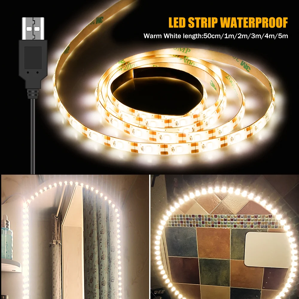 

5M Tocador con espejo Makeup Vanity Lighting USB 5V Decor Dressing Table Bathroom Mirror Lamp Led Make Up Mirror Beauty Light
