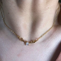 ywzixln 2021 trend elegant jewelry crystal deer pendant necklace golden color unquie women fashion necklace wholesale n0225
