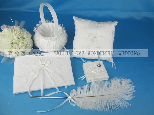 wedding supply sign the attendance book title list of business sign pen gift baskets ring pillow feather pen quill signature pen
