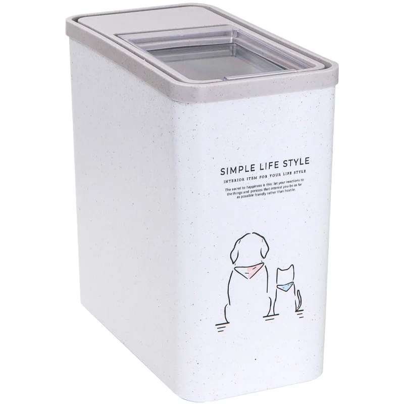 

wheat Straw Pet Dog Cat Food Storage Box Household Accessories Sealing Moistureproof Visible Bucket With Measuring Cup ZH774
