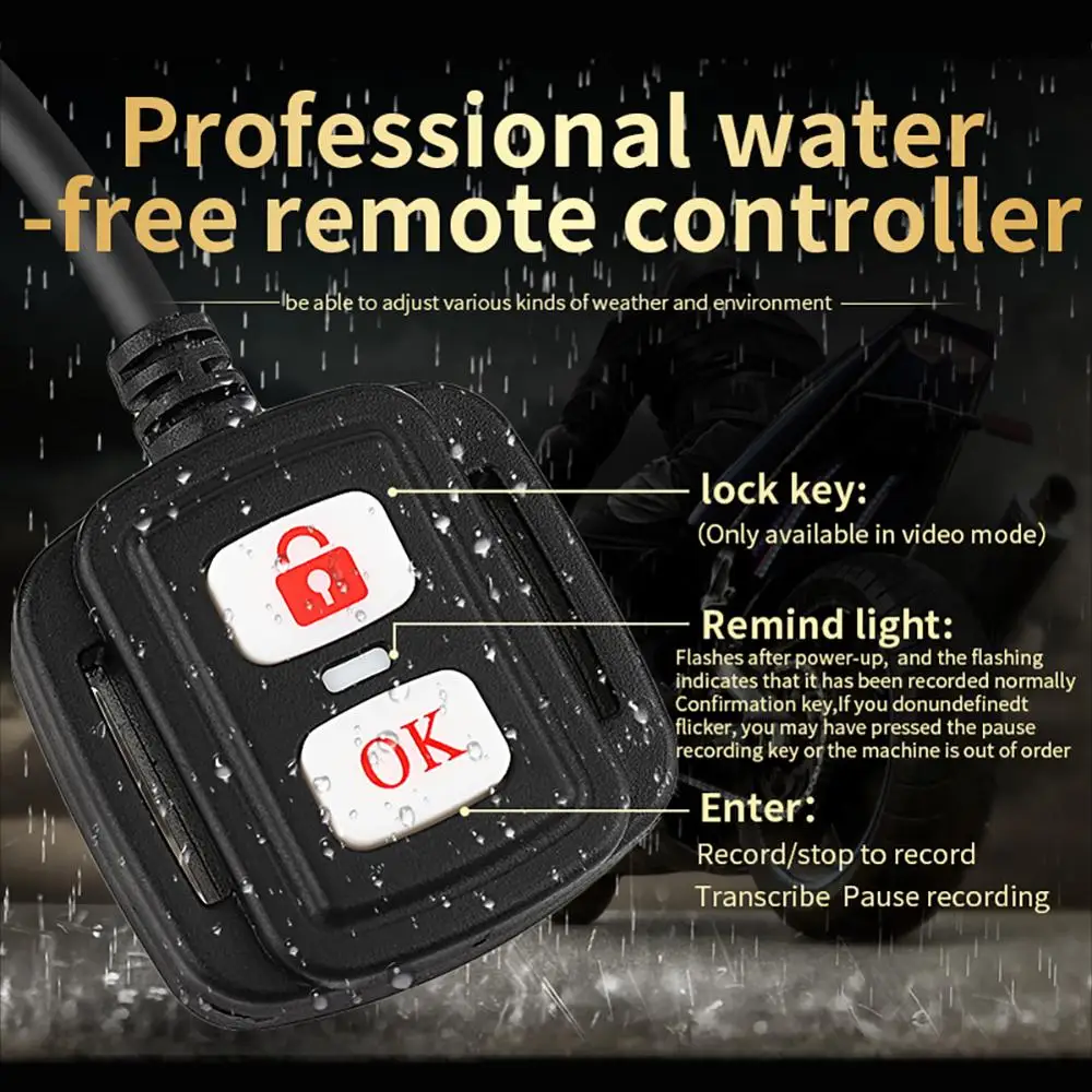 Видеорегистратор для мотоцикла 1080P HD с двумя объективами и функцией ночного