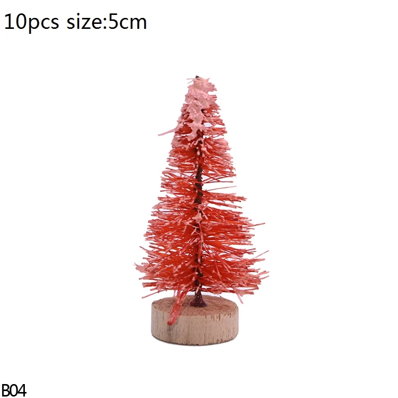 B04-5cm-10pcs red Разноцветная белая зеленая искусственная мини-елка для детей DIY Деревянная Рождественская миниатюрная Рождественская елка настольное украшение сосны - Цвет: B04-5cm-10pcs red