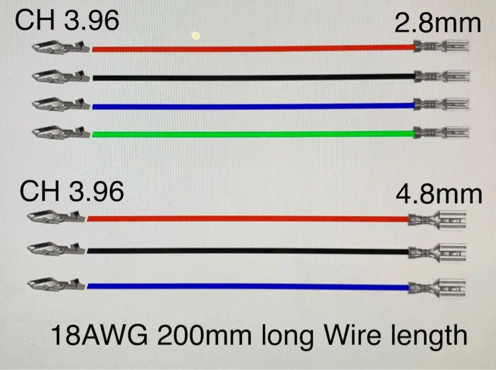 

20CM18AWG VH 3.96mm to 2.8 4.8 Battery Connector Plug Female customization 3.96mm terminal wire harness