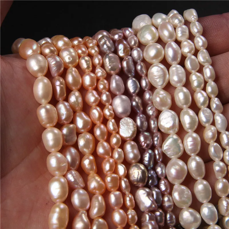 

4-9mm Natural Freshwater Baroque Pearls Beads White Pink Purple Irregular Pearl Beads For Jewelry Making DIY Bracelet 14" Strand