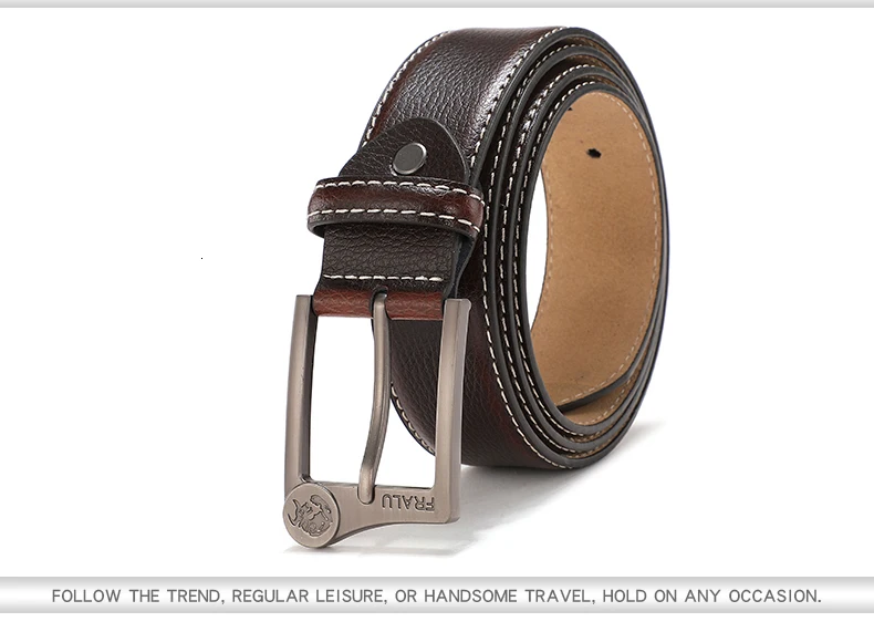 FRALU Men belt High Quality cow genuine leather luxury strap male belts for men new fashion classice vintage pin buckle