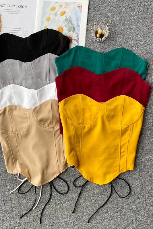 

Fashion drawstring wrapped chest beautiful back shows Breast wrap wear sexy fashion cami underwear vest inside tops for women