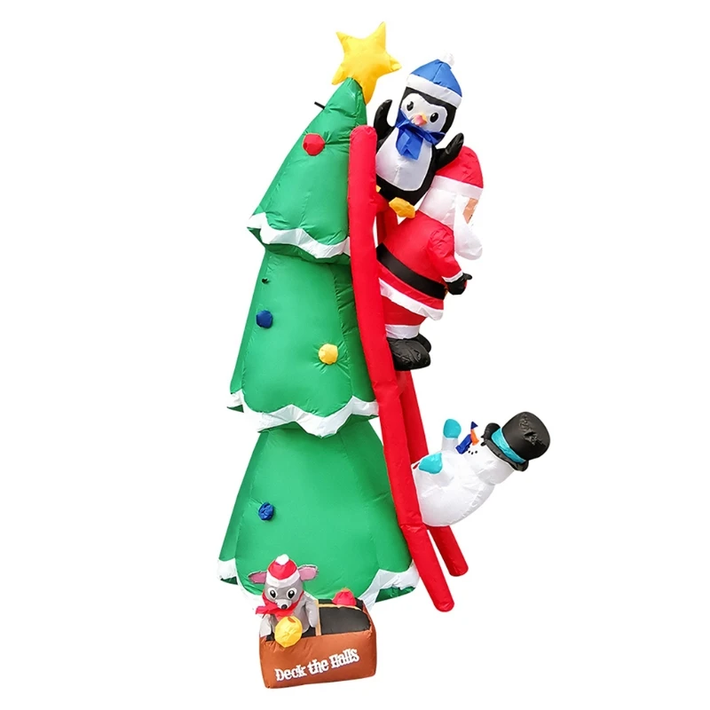 

1.8m Christmas Inflatable Christmas Tree with Santa Claus Snowman Penguin Blow Up LED Lighted Giant Model Holiday Party Outdoor