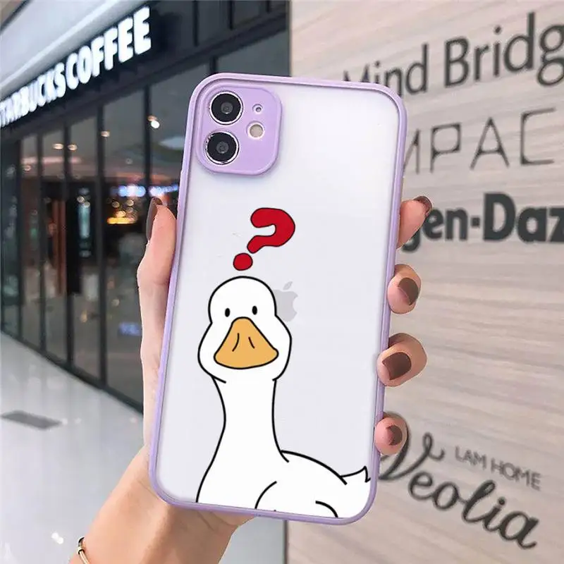 

Funny Creative Animal Duck Phone Case Matte Transparent for iPhone 7 8 11 12 s mini pro X XS XR MAX Plus cover funda