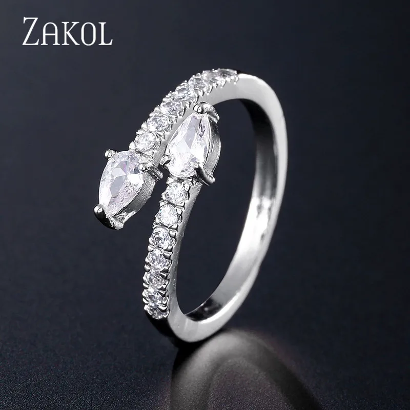 Женское Открытое кольцо ZAKOL свадебное украшение с кристаллами фианита FSRP2145 |