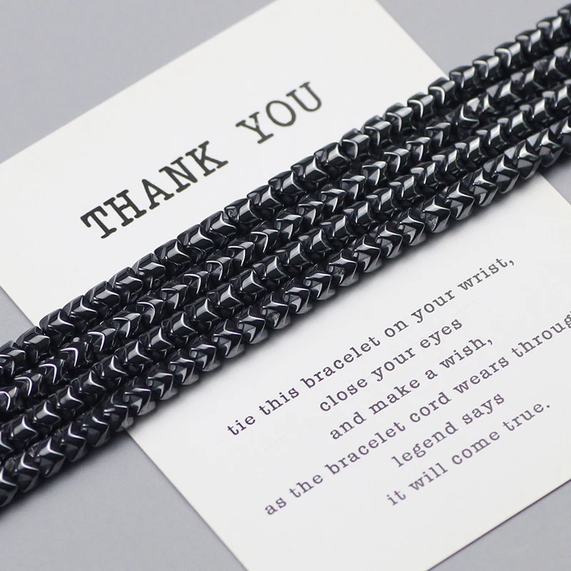 WLYeeS Гладкий гематитовый бисер из натурального камня цилиндрический черный